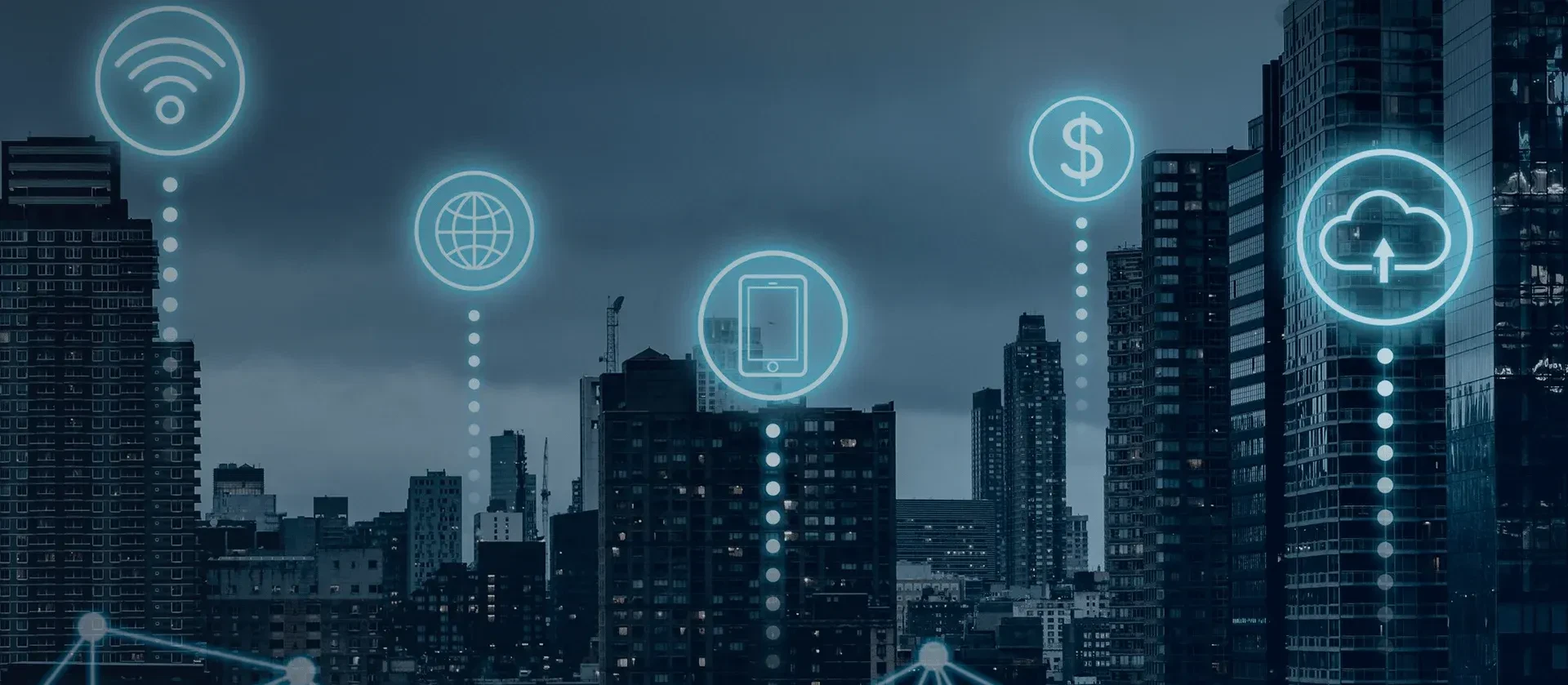 Interconnected cityscape embraces the potential of digital transformation 