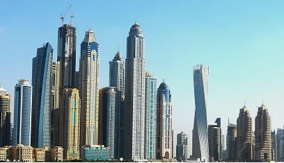Dubai skyline with modern skyscrapers