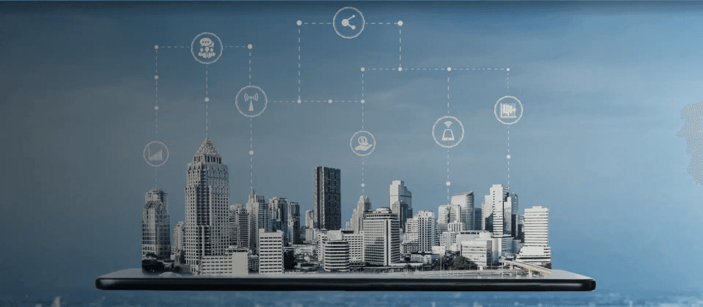 alt="Smart connected city using a maintenance management system"