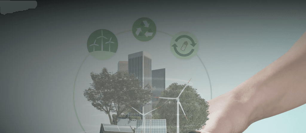 sustainable buildings planted on soil