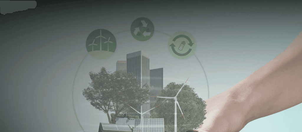 sustainable buildings planted on soil