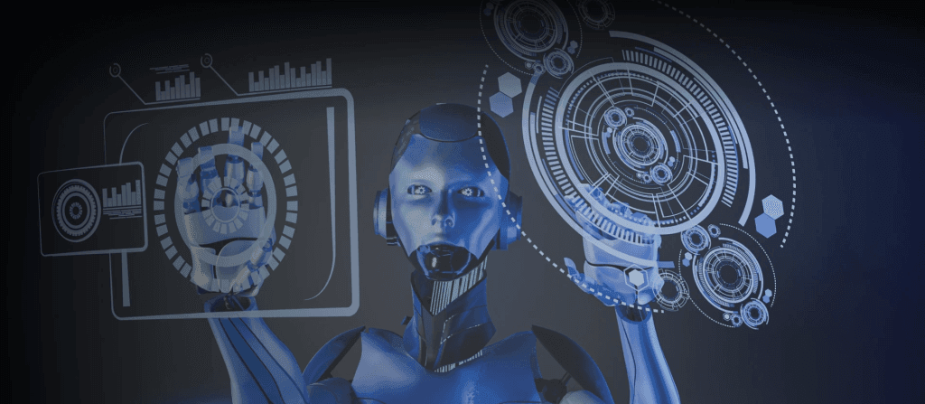 AI Predictive Maintenance by a robot showcasing management of complex functions.