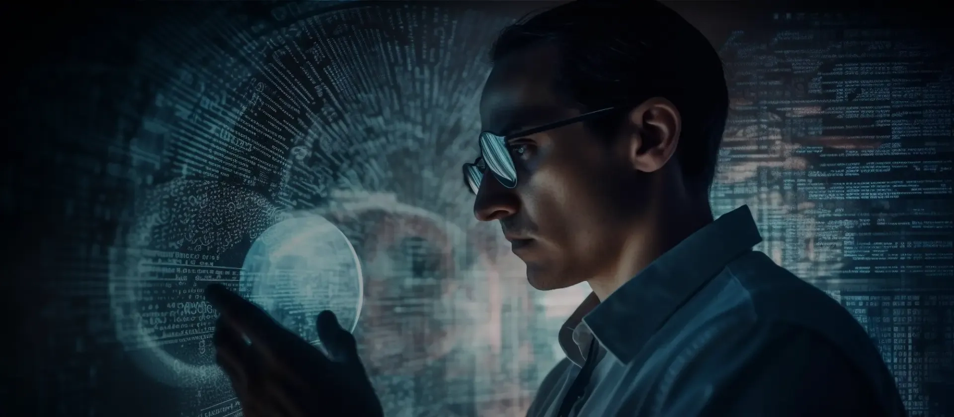 A man handling a futuristic technology using AIoT