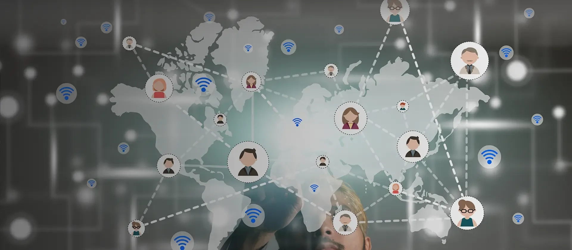 Workplace facilities management handled by a manager in smart facilities across the globe